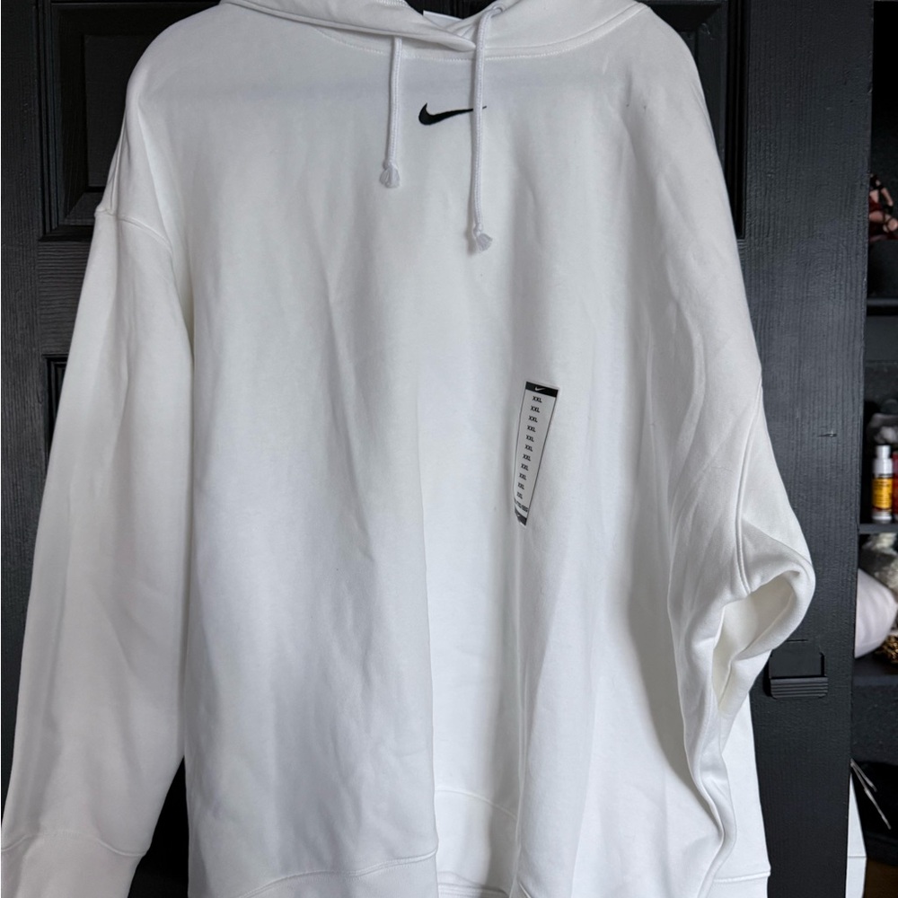 Nike White Hoodie with Black Logo